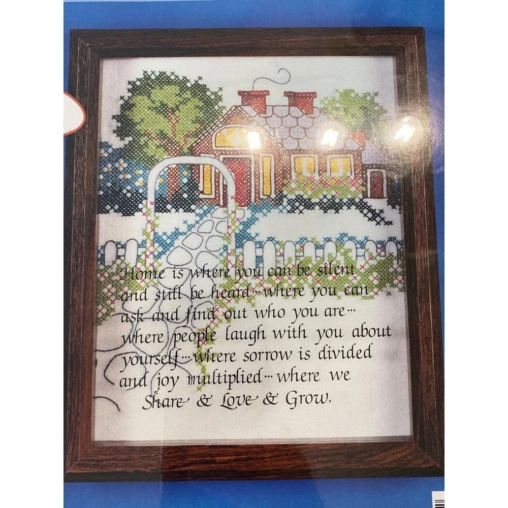 Vintage ColorTex Stamped Cross Stitch Kit SHADOW BOX - 3984 Unopened Home